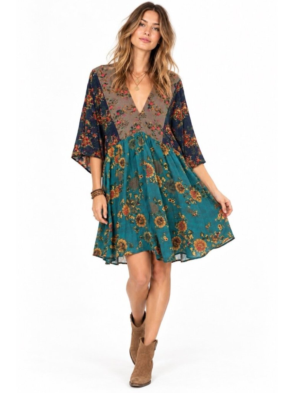 NATURAL LIFE dress floral MEDIUM fall autumn hippie boho babydoll flowy
